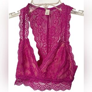 Francesca's Lace Racerback Bralette Hot Pink Size Small